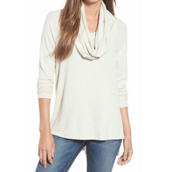 NWT NEW Nordstrom Gibsonlook Convertible neck sweater in Ivory Size Small - Picture 1 of 10